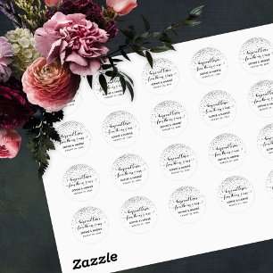 Hugs and Kisses from the Mr & Mrs Silver Confetti Classic Round Sticker