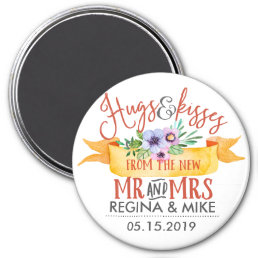 Hugs and Kisses From The New Mr and Mrs Floral Magnet
