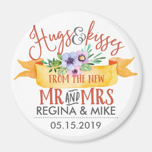 Hugs and Kisses From The New Mr and Mrs Floral Magnet
