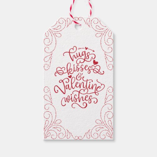 Hugs and Kisses  Glitter  Valentines Day Gift Tags