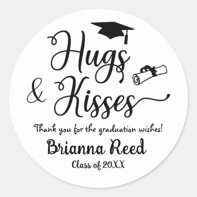 Hugs and Kisses Graduation stickers (Front)