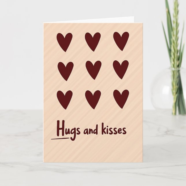 Hugs And Kisses Hearts Love Card (Front)