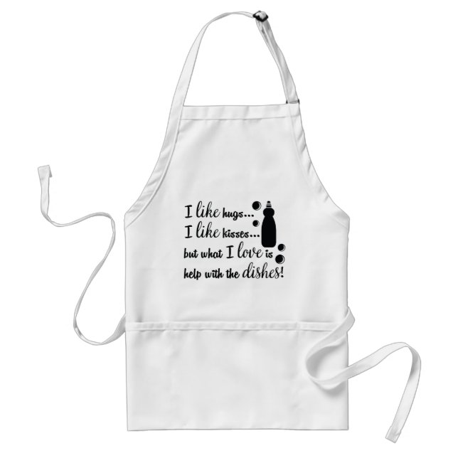 Hugs and Kisses Kitchen Quote Adult Apron (Front)