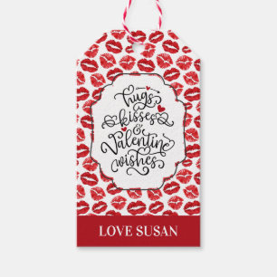 Hugs and Kisses Lips Valentine's Day Gift Tags