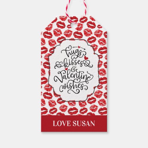 Hugs and Kisses  Lips  Valentines Day Gift Tags