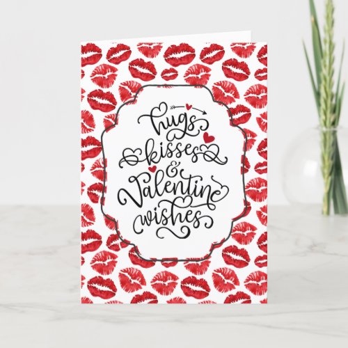 Hugs and Kisses  Lips  Valentines Day Holiday Card