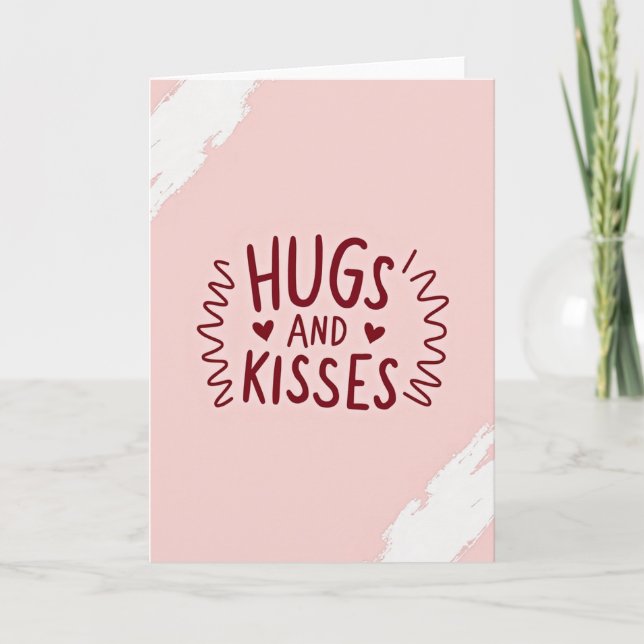 Hugs And Kisses Maroon Love Card (Front)