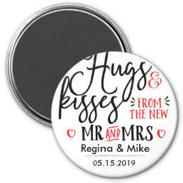 Hugs and Kisses New Mr and Mrs Handwriting Scipt Magnet