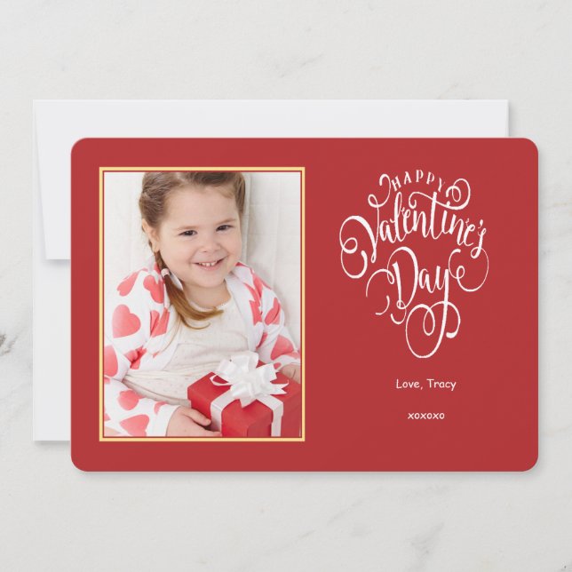 Hugs and Kisses Photo Valentine's Day Card (Front)