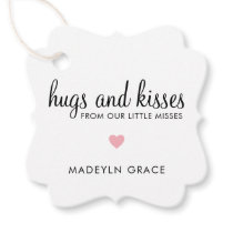 Hugs and Kisses Pink Heart Girl Baby Shower Favor Tags