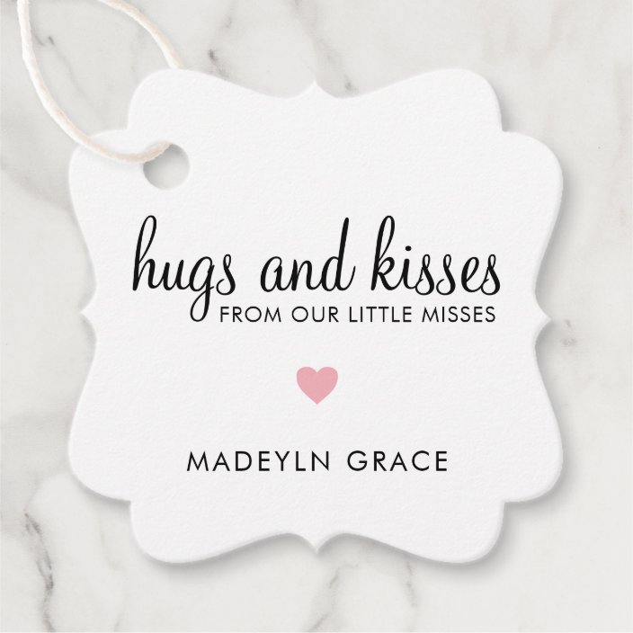 Hugs And Kisses Pink Heart Girl Baby Shower Favor Tags Zazzle