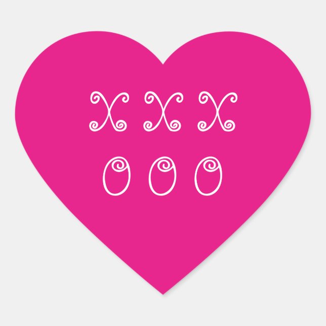 Hugs and Kisses Pink Heart Heart Sticker (Front)