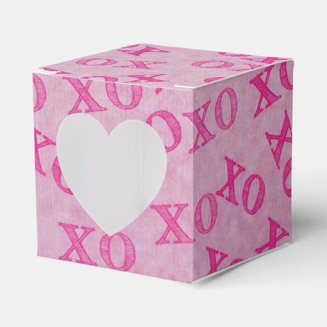 Hugs And Kisses Pink XO XO Favor Boxes (Front Side)