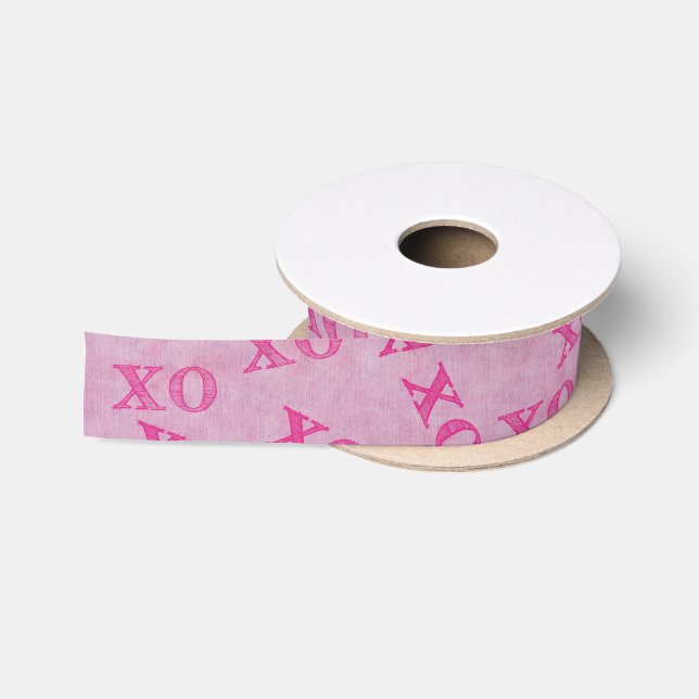 Hugs And Kisses Pink XO XO Satin Ribbon (Spool)