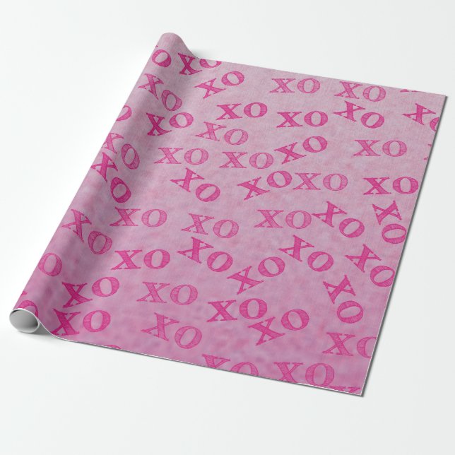 Hugs And Kisses Pink XO XO Wrapping Paper (Unrolled)