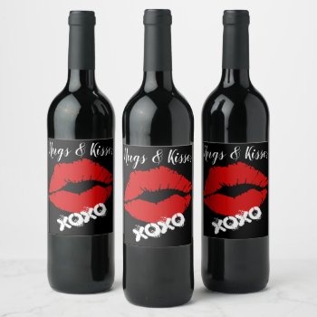 "hugs And Kisses" / Red Lips Wine Label by LadyDenise at Zazzle