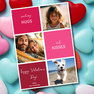 Hugs and kisses three photos Valentine's day Holiday Card