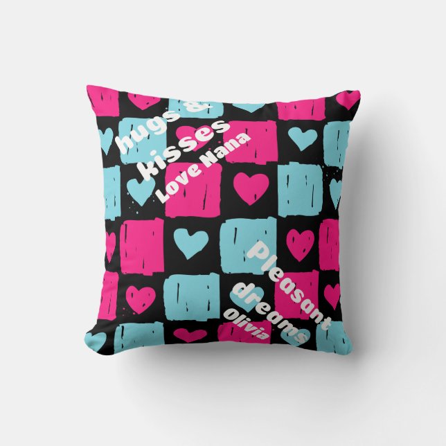 Hugs and kisses throw pillow (Front)