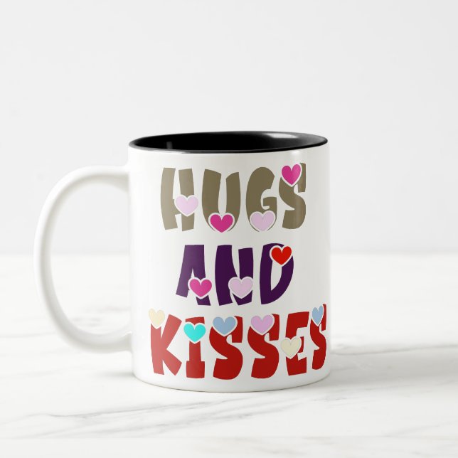 Hugs and Kisses Two-Tone Coffee Mug (Left)