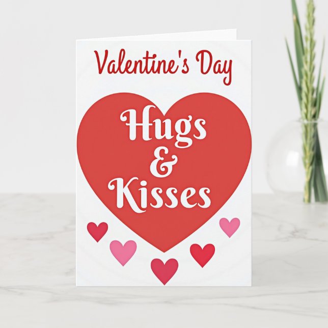 Hugs And Kisses Valentines Day Card (Front)