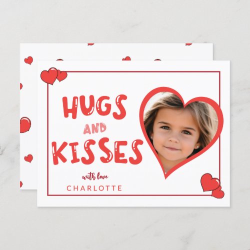 Hugs And  Kisses Valentines Day Custom Photo Postcard