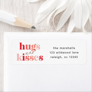 Hugs and Kisses Valentine's Day Return Address Label