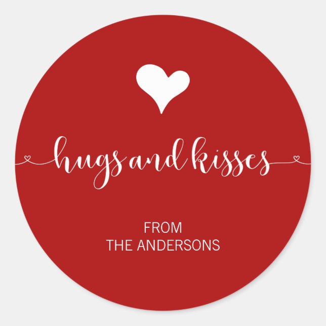Hugs and Kisses Valentine's Day Sticker (Front)
