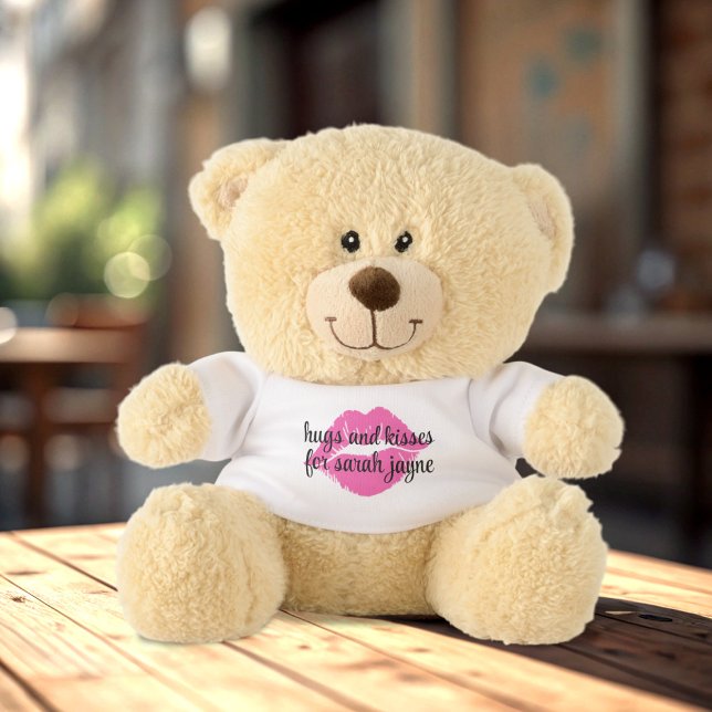 Hugs and Kisses Valentine's Day Teddy Bear (A cute teddy bear sending you a kiss. Just add your name!)