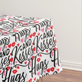 Hugs And Kisses Valentines Tablecloth