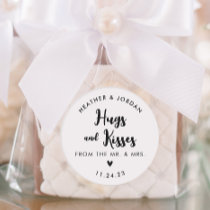 Hugs and Kisses Wedding Chocolate Favors Classic Round Sticker