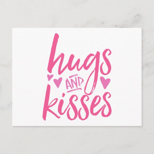 Hugs and Kisses with Hearts Postcard