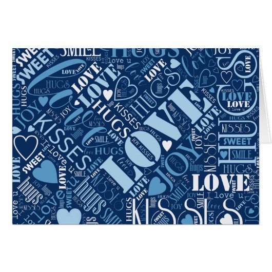 Hugs and Kisses Word Cloud Blue ID286 (Front Horizontal)