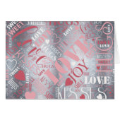 Hugs and Kisses Word Cloud Pink/Silver ID286 (Front Horizontal)