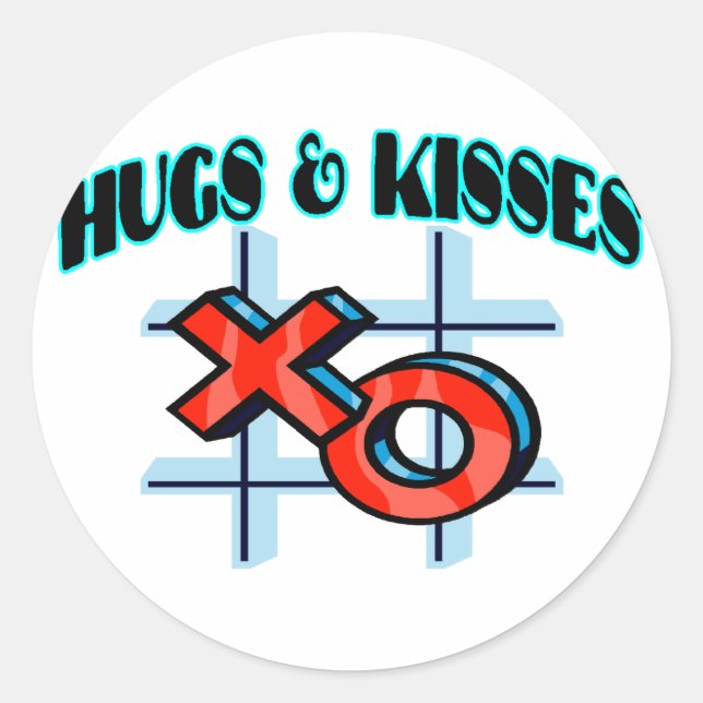 Hugs And Kisses XO Classic Round Sticker (Front)