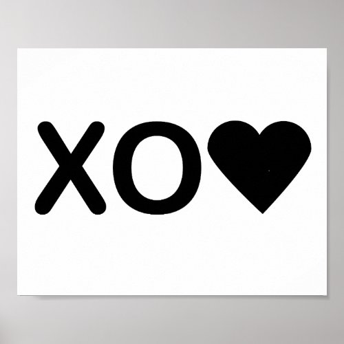 Hugs and Kisses XO Heart Black Poster