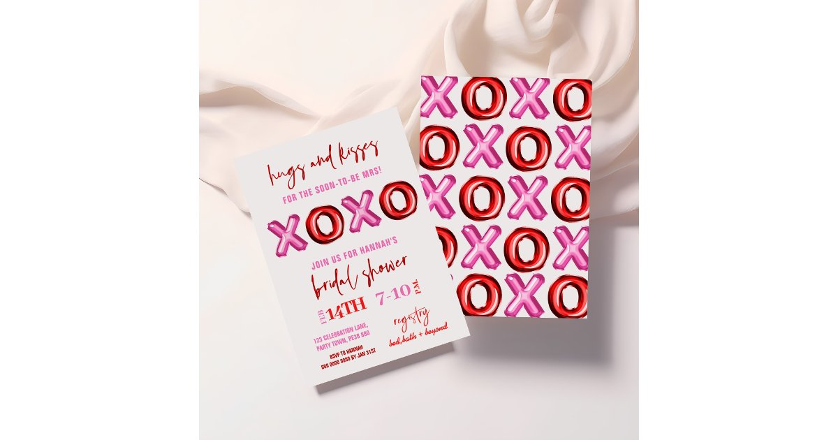 Hug Invitation Hugs and Kisses XOXO Bridal Shower foil balloon Invitation | Zazzle