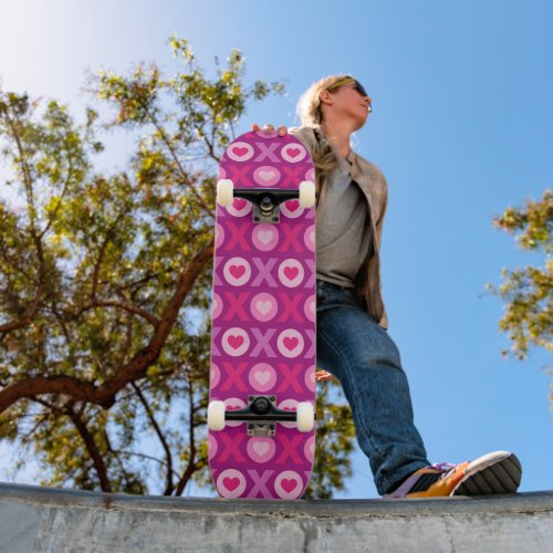 Hugs and Kisses XOXO Pink and Purple Skateboard