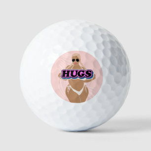 hugs, cartoon beautifull plus lady in bikiny golf balls