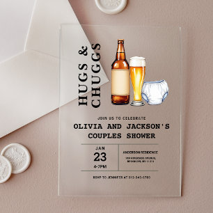 Hugs & Chuggs Beers Diapers Couples Baby Shower Acrylic Invitations