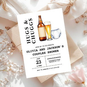 Hugs & Chuggs Beers Diapers Couples Baby Shower Invitation