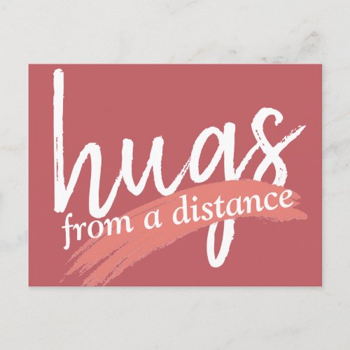hugs from a distance in maude pink postcard