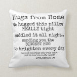 Hugs From Home Pillow, Dorm Decor, Going Away   Throw Pillow