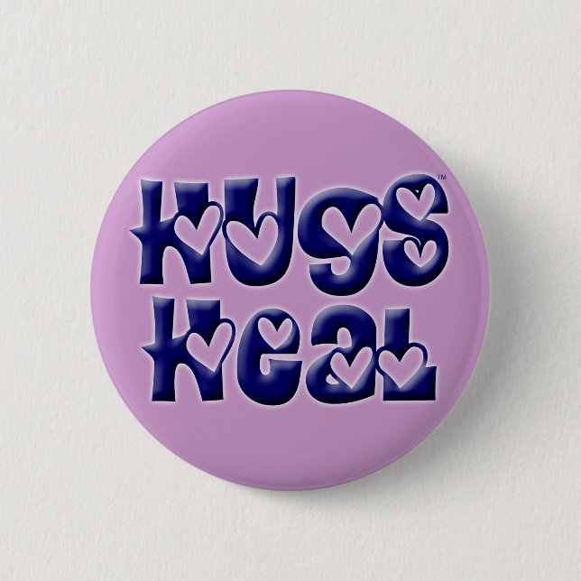 Hugs Heal Logo Blue Pinback Button (Front)