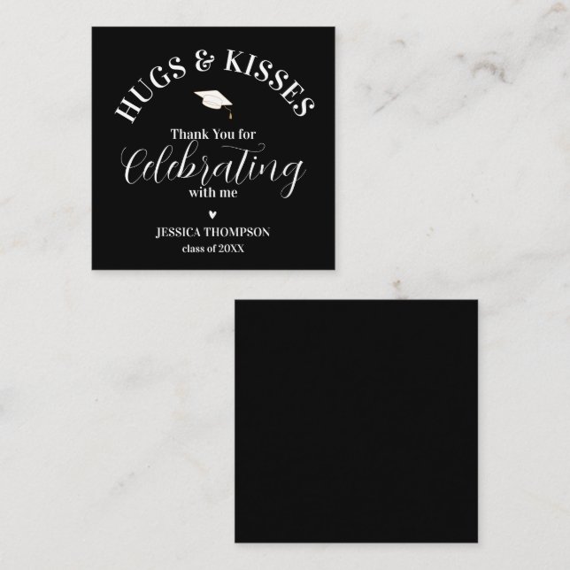 Hugs & Kisses 2026 Graduation Party Thank you Card (Front/Back)