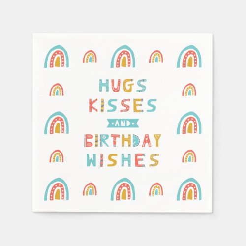 Hugs Kisses and Birthday Wishes Napkins