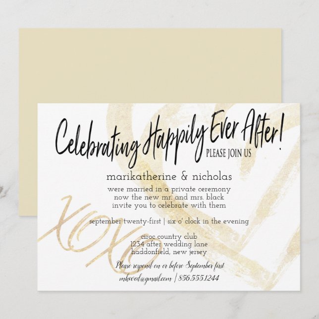 Hugs, Kisses and Hearts Post Wedding Party Invitation (Front/Back)