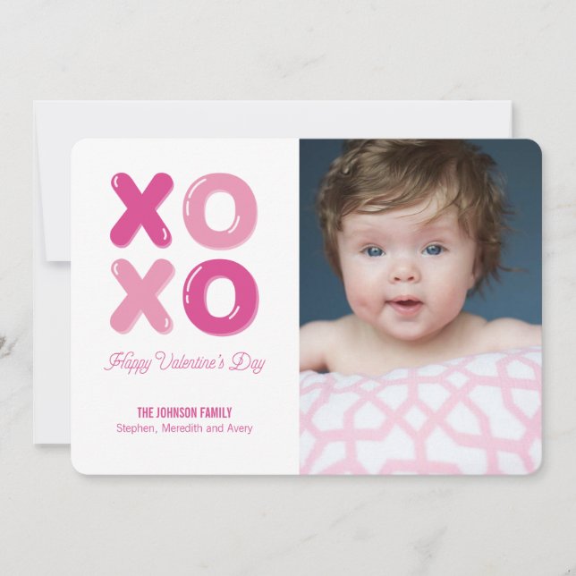 Hugs Kisses Balloon Letter Photo Valentine Card (Front)