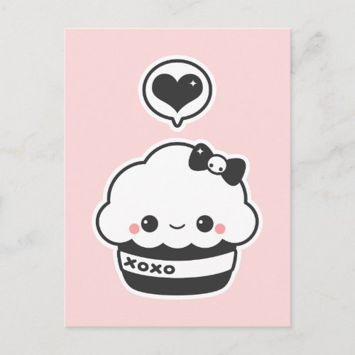 Hugs  Kisses Cupcake Postcard