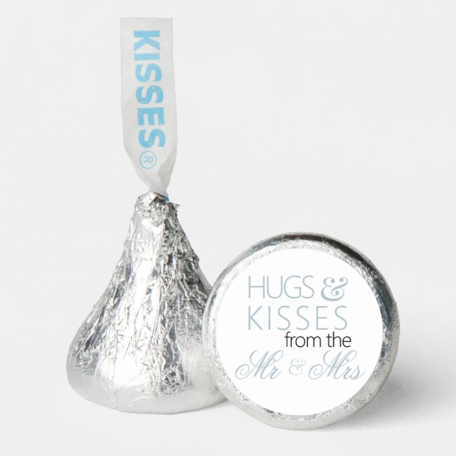 Hugs & Kisses Dusty Blue Wedding Favor Hershey's (Front)