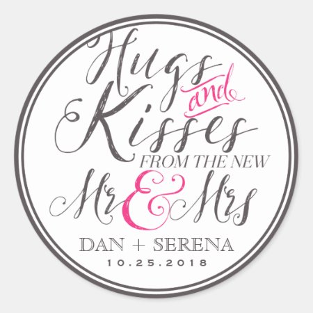 Hugs Kisses From Mr And Mrs Wedding Favor Sticker